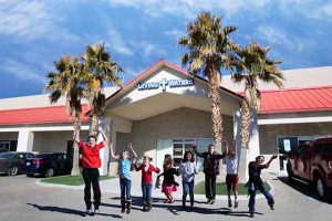 Image of people outside of Living Waters Fellowship