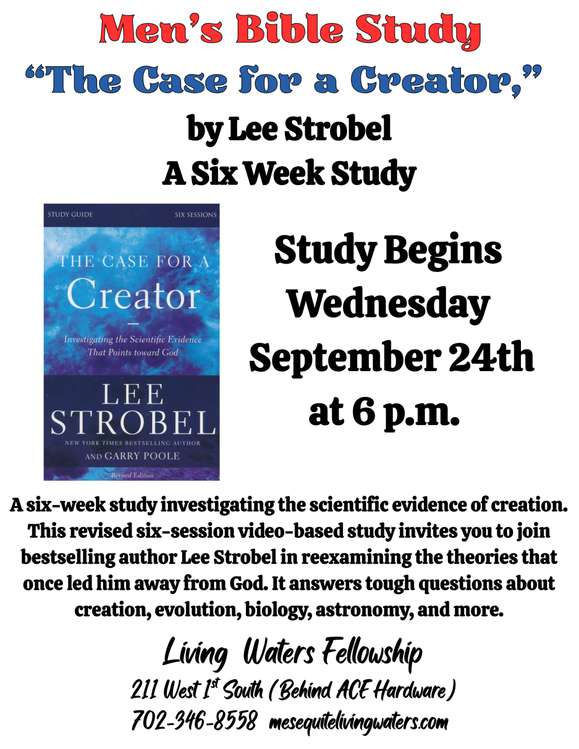 Men's Bible Study - "The Case For A Creator" Lee Strobel - Mesquite ...